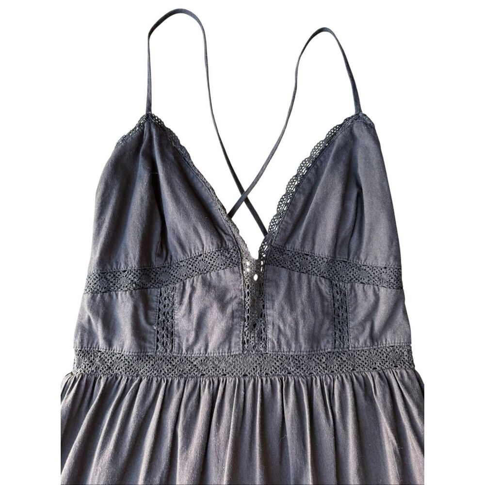 Francesca’s Audrey Parks Black Tiered Lace-Up Back Maxi Dress - Picture 4 of 9